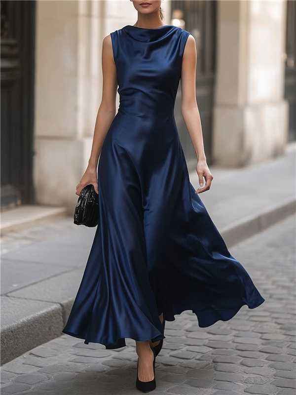 European And American-style Off-shoulder Sleeveless Dress