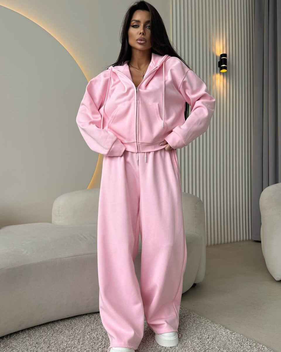 Sports Suit Long-sleeve Zip-up Hoodie And Sweatpants