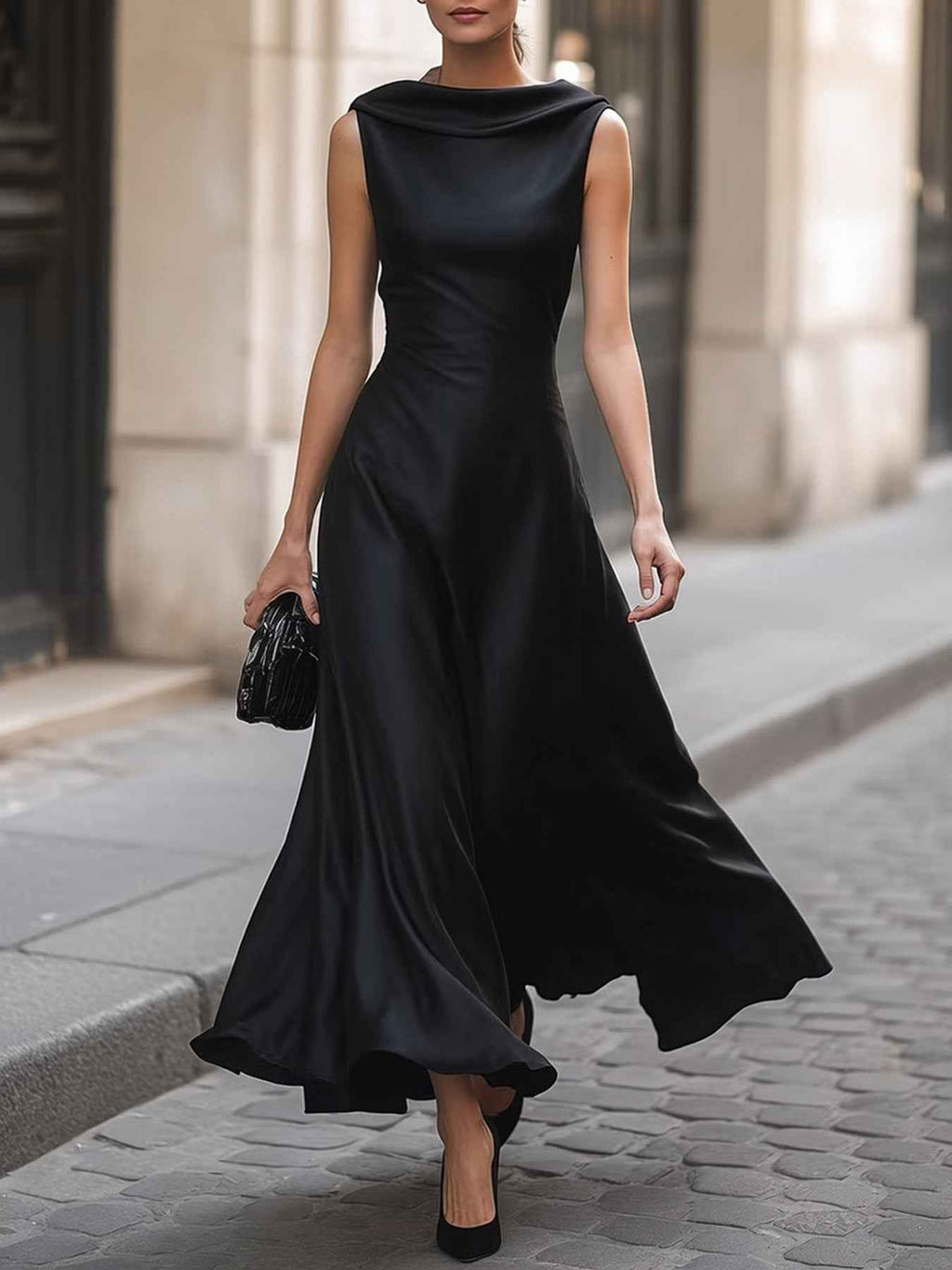 European And American-style Off-shoulder Sleeveless Dress