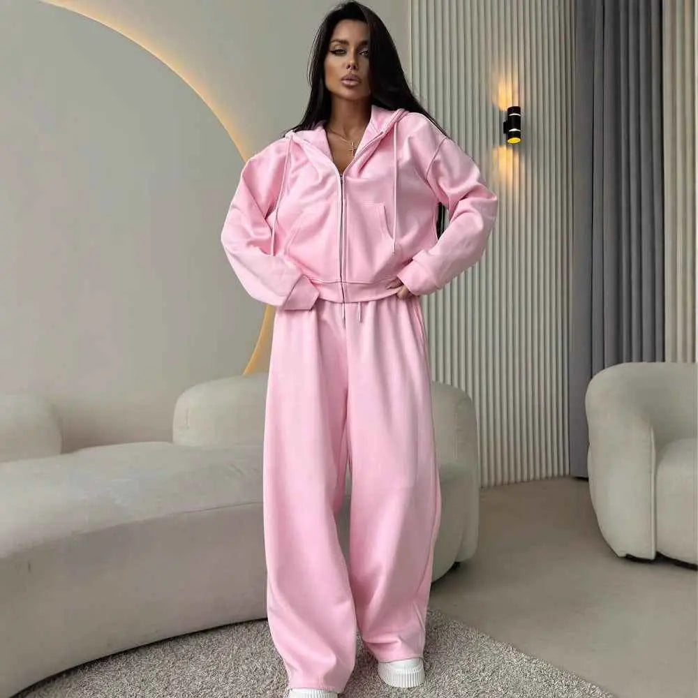 Sports Suit Long-sleeve Zip-up Hoodie And Sweatpants