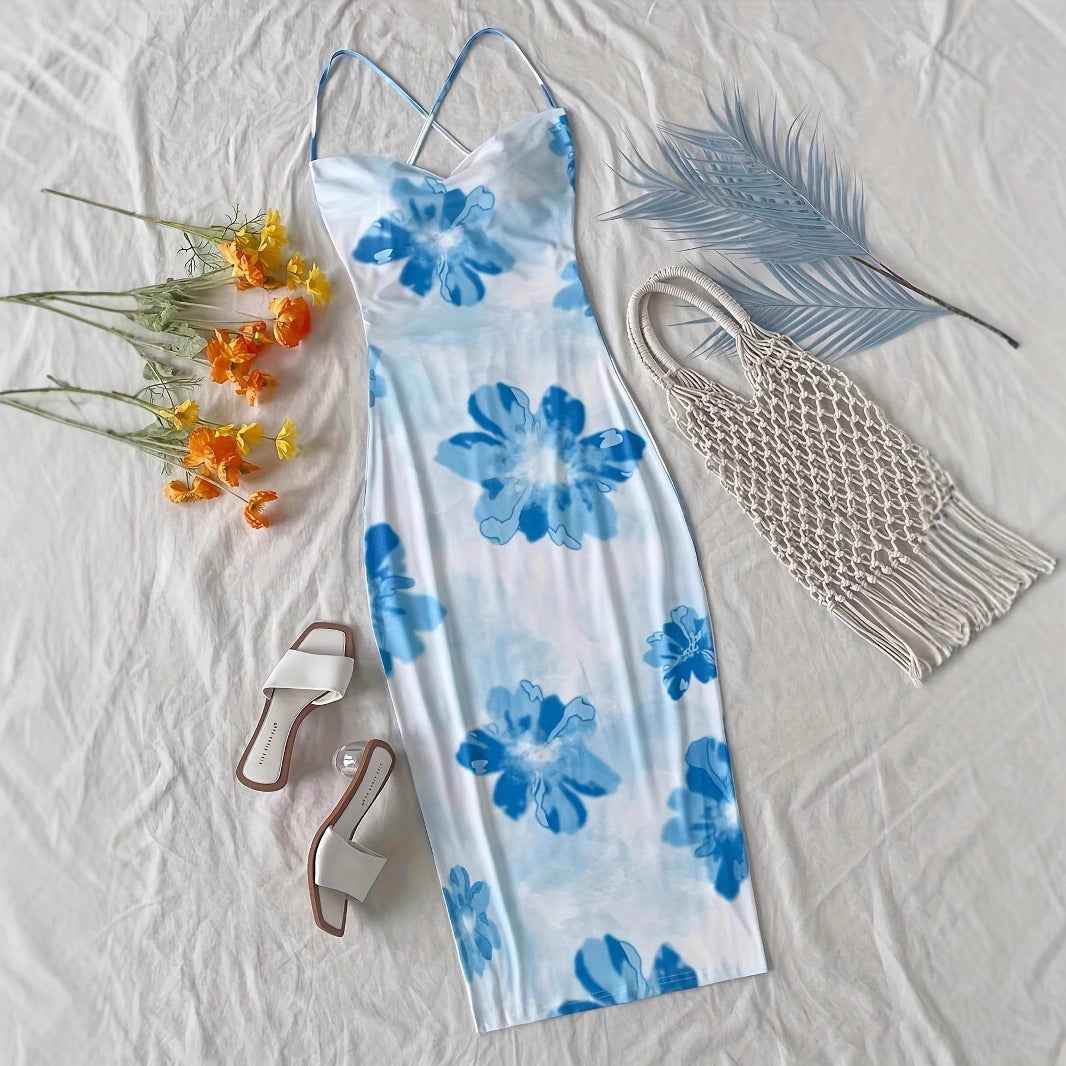 Womens Casual Resort-style Floral-print Dress