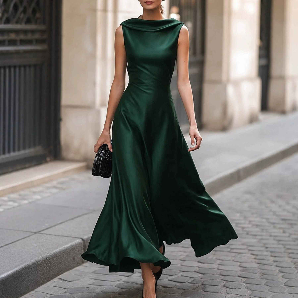 European And American-style Off-shoulder Sleeveless Dress