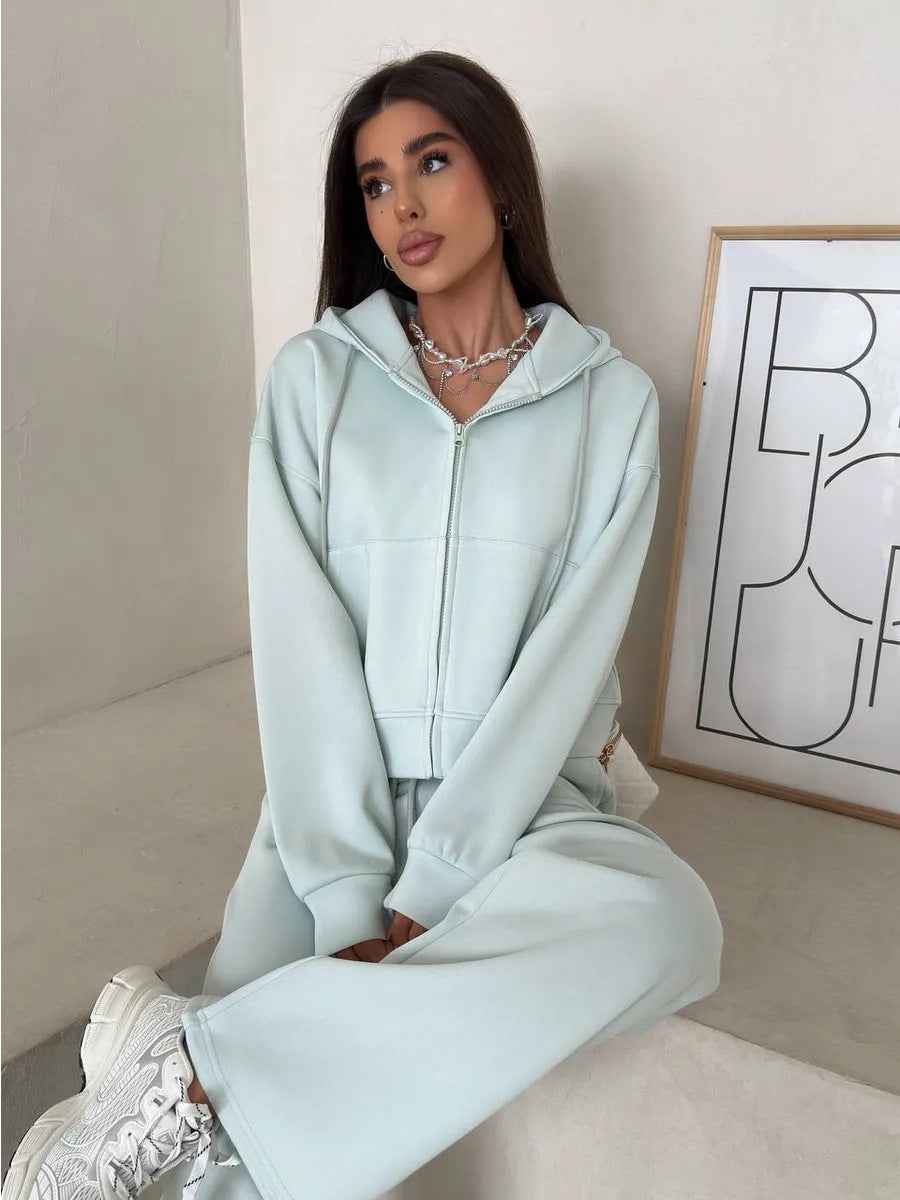 Sports Suit Long-sleeve Zip-up Hoodie And Sweatpants