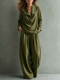 Turn-down Collar Hoodie With Pocket Casual Pantscasual Suit