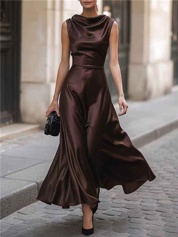 European And American-style Off-shoulder Sleeveless Dress