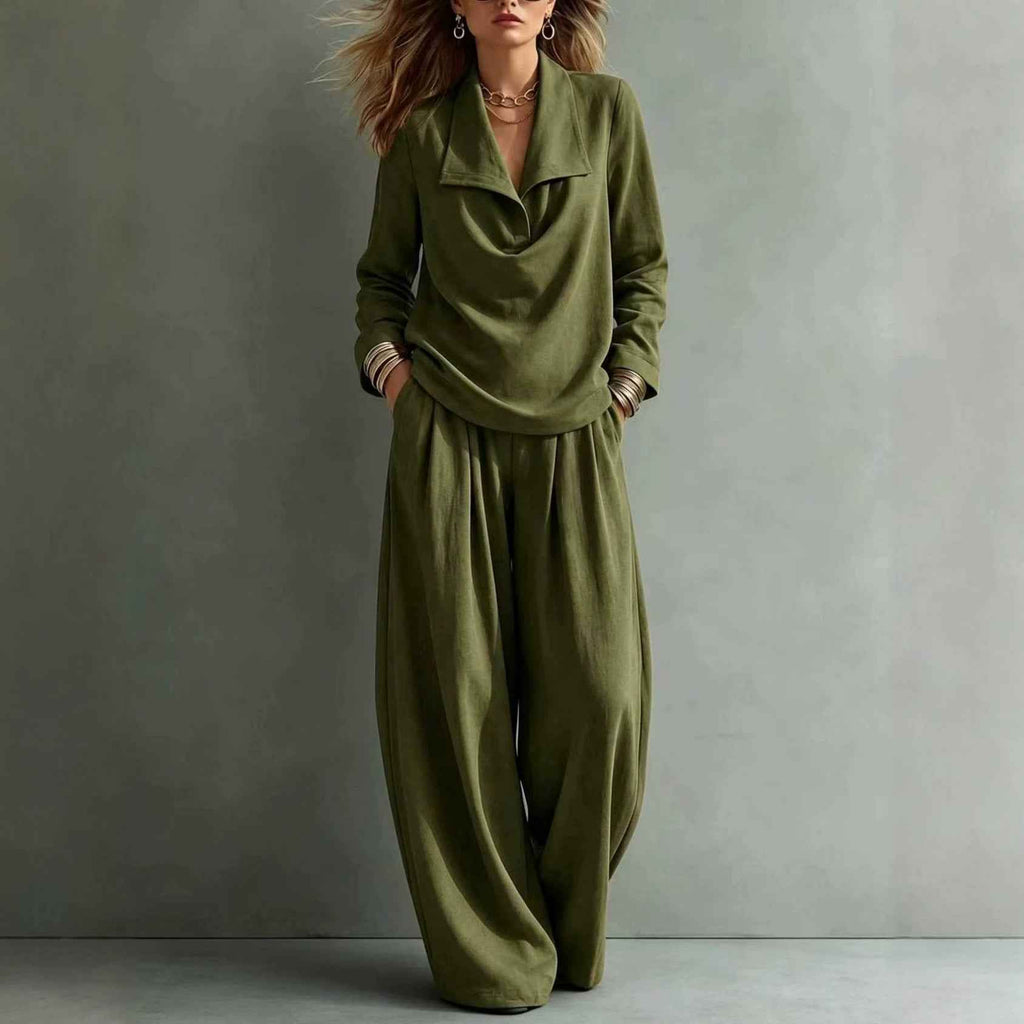 Turn-down Collar Hoodie With Pocket Casual Pantscasual Suit