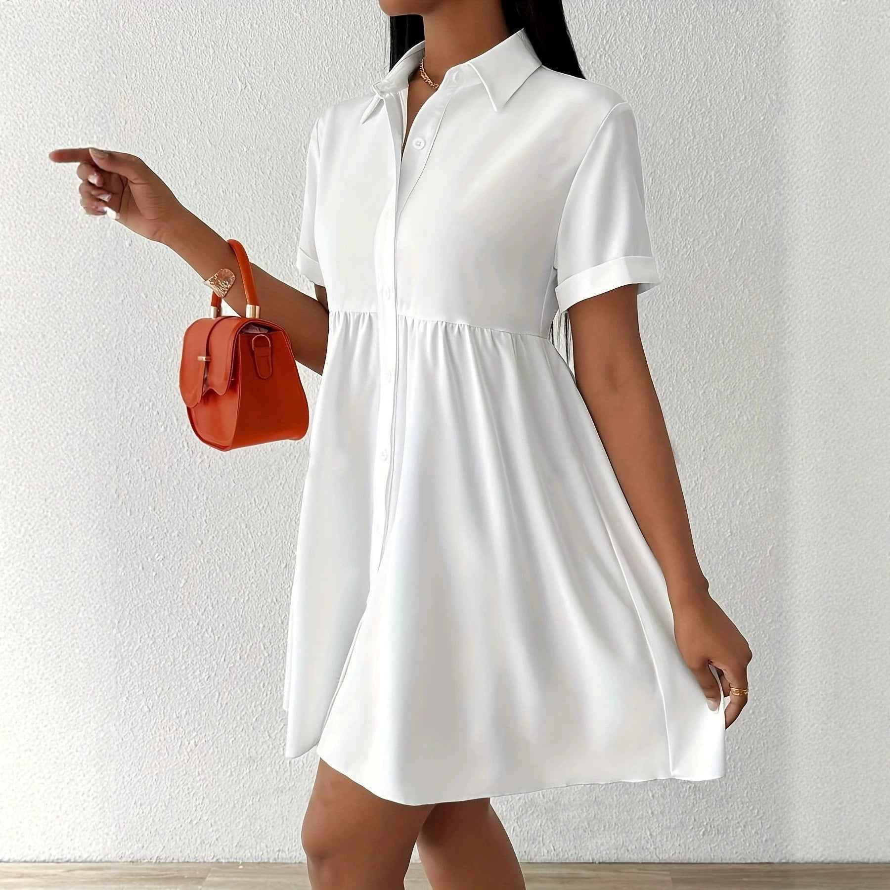 New Solid-color Womens Casual Dress