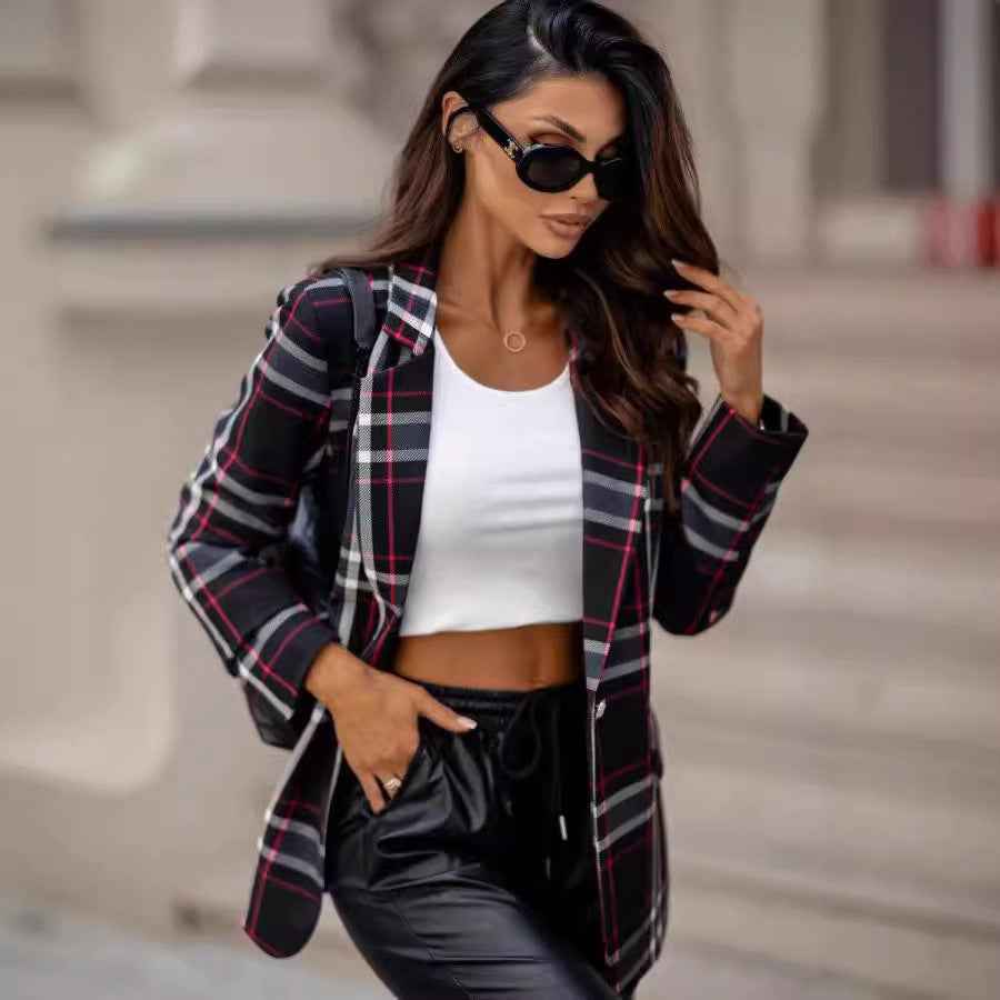 Casual And Chic Plaid Blazer For Women