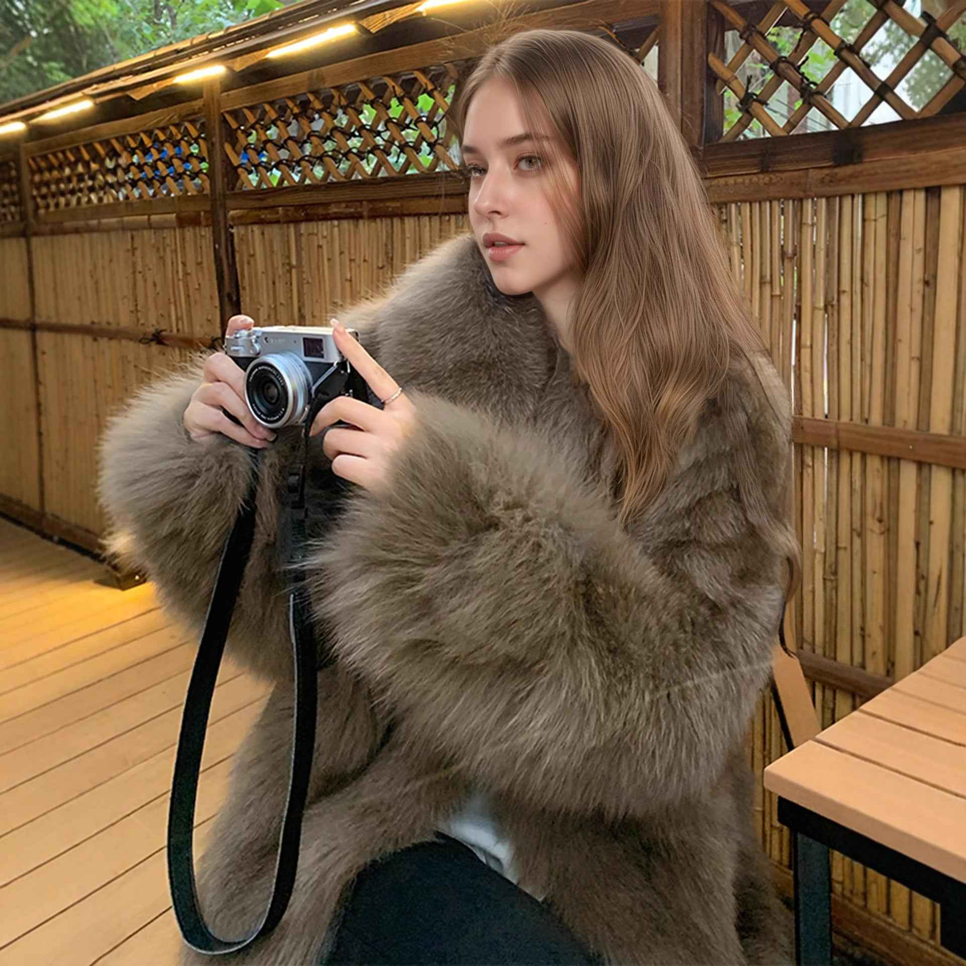 Fox Fur Style Coat Eco Friendly Faux Fur Overcoat
