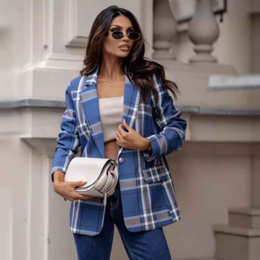 Casual And Chic Plaid Blazer For Women