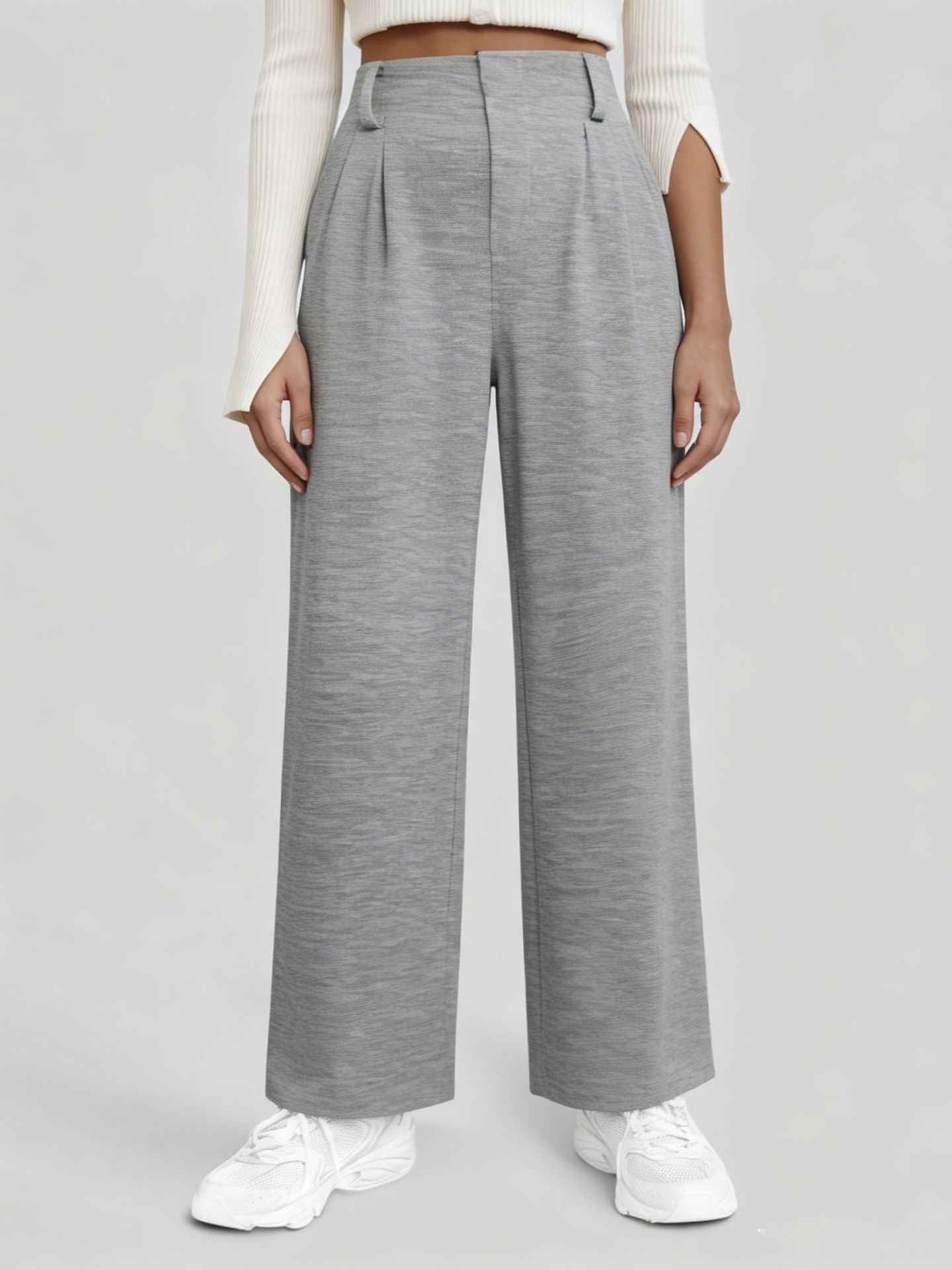 New High-waisted Draping Straight-leg Relaxed-fit Suit Pants