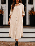 Women's Long Corduroy Shirt Dress