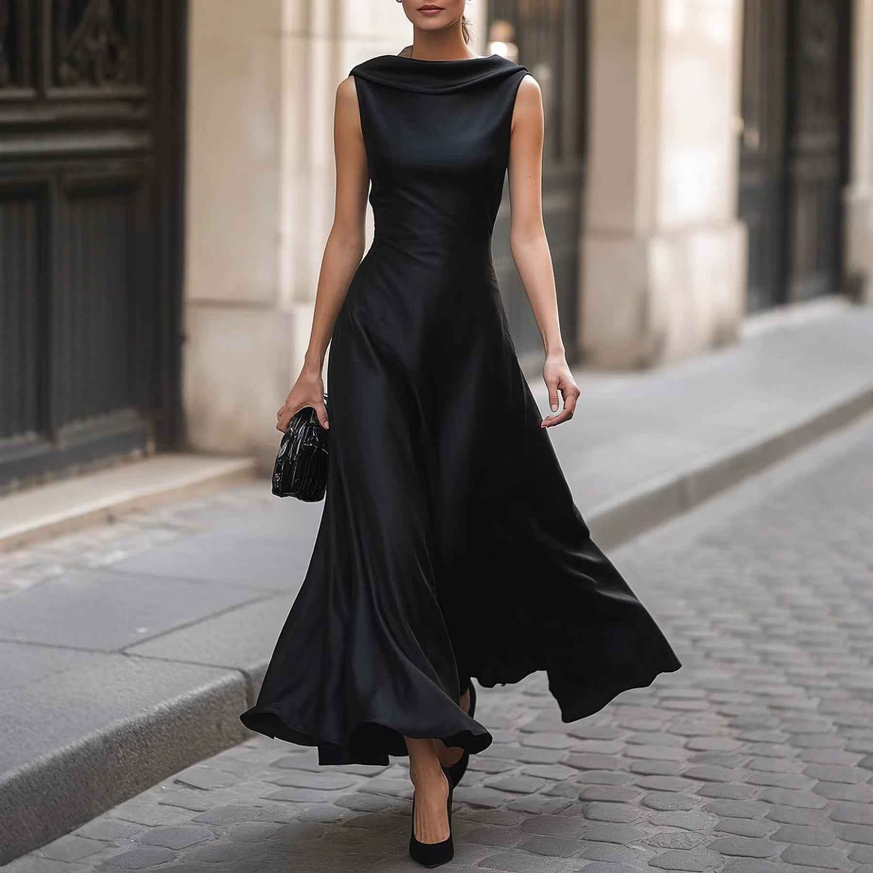 European And American-style Off-shoulder Sleeveless Dress