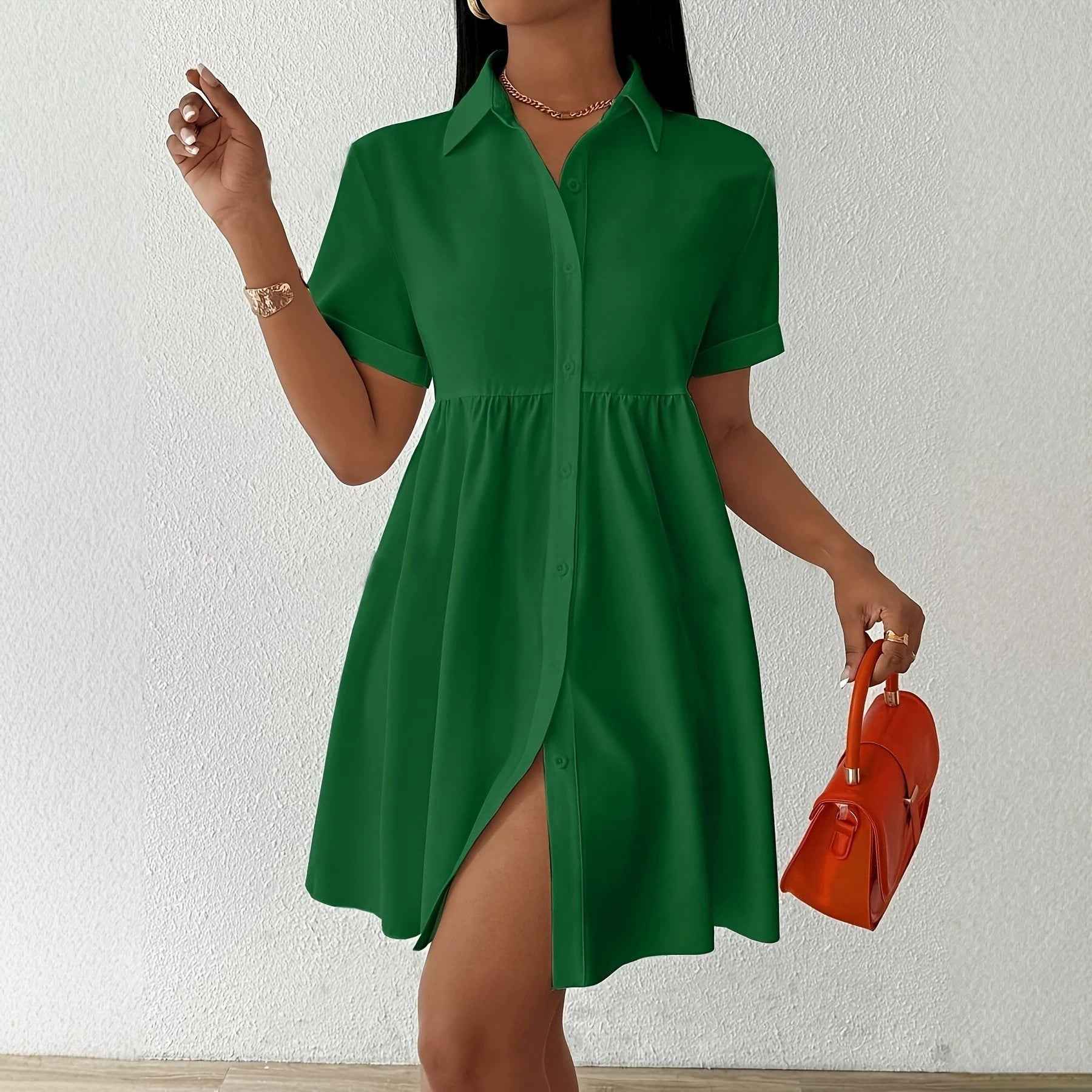 New Solid-color Womens Casual Dress